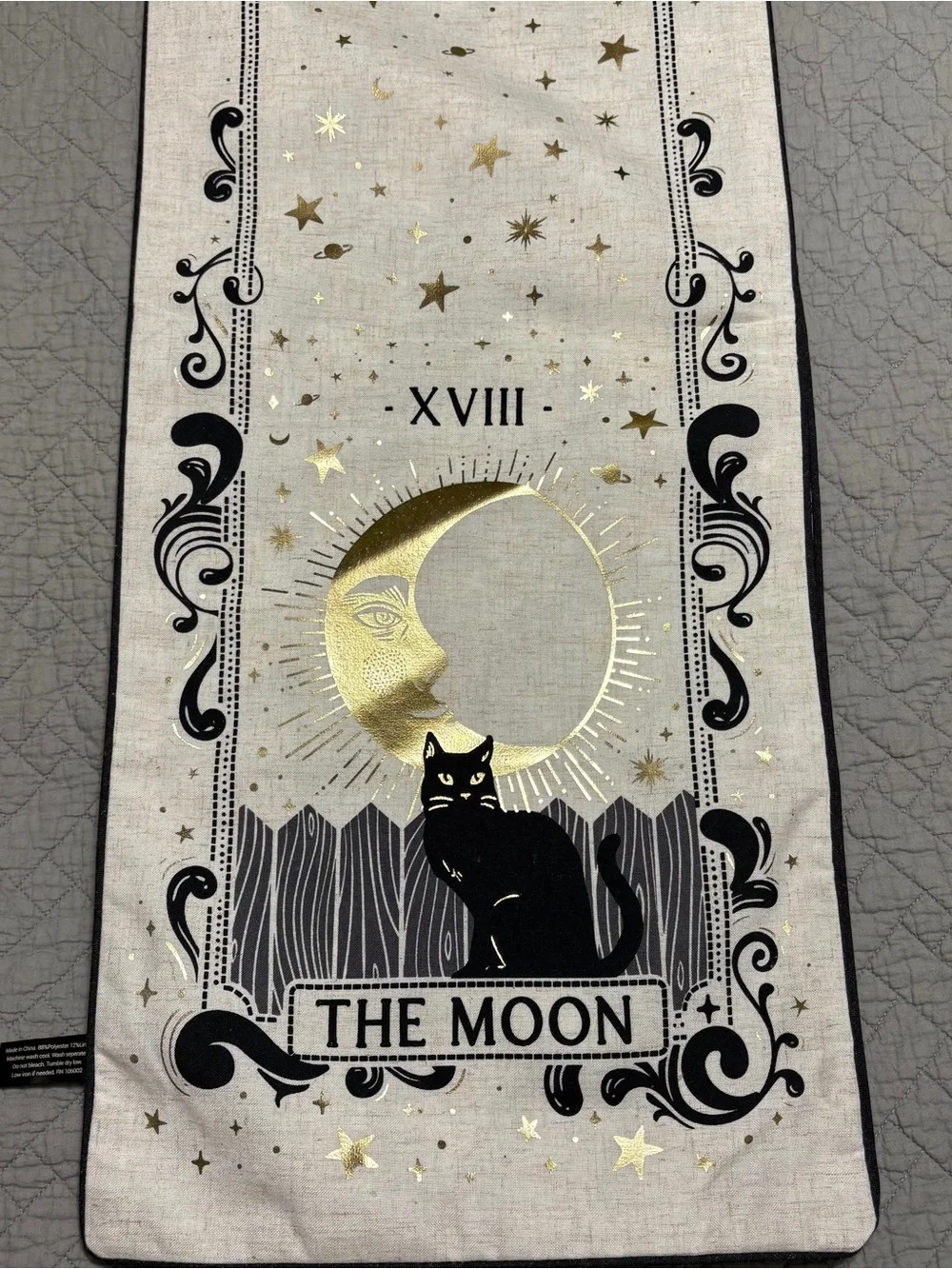 Rachel Zoe Black & Gold Celestial Tarot Table Runner